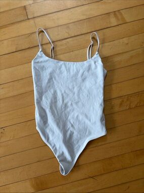 Babaton Cream Spaghetti Strap Bodysuit